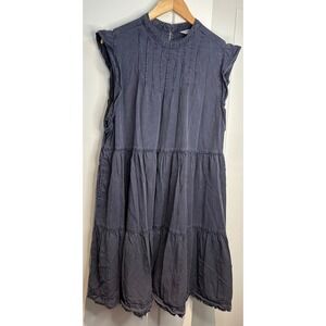 Terra & Sky Womens 1X  Tiered Babydoll Dress Mock Neck Pintuck Sleeveless